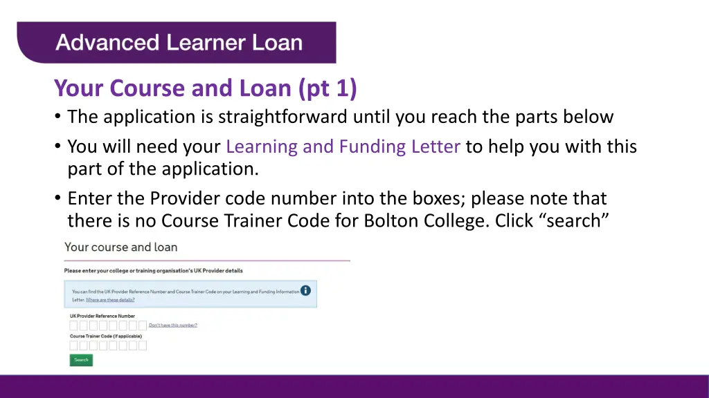 your course and loan pt 1 the application