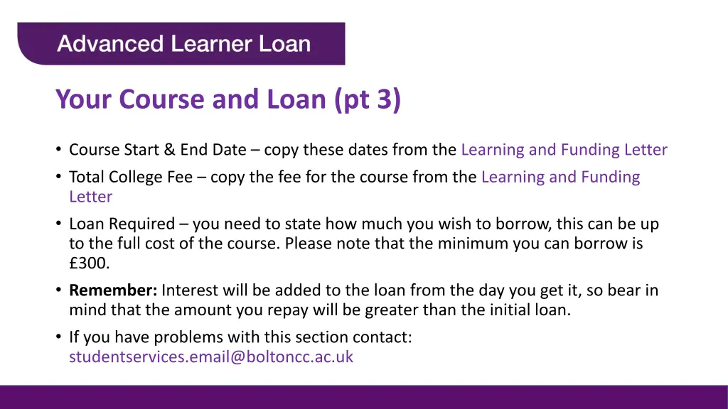 your course and loan pt 3