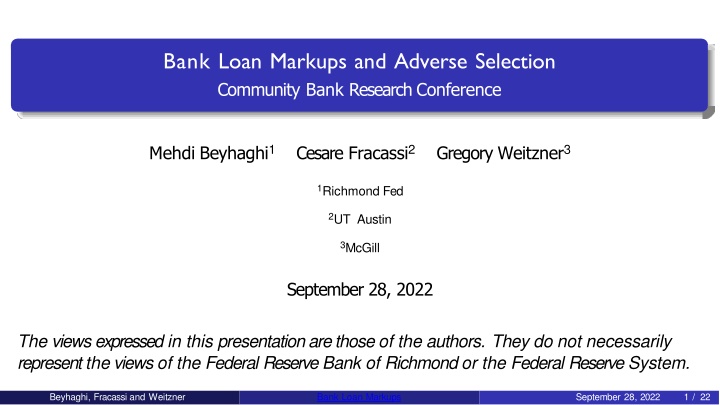 bank loan markups and adverse selection community