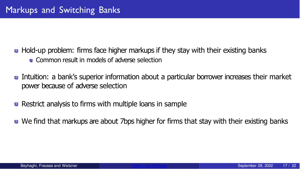 markups and switching banks 1