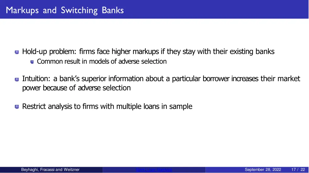 markups and switching banks