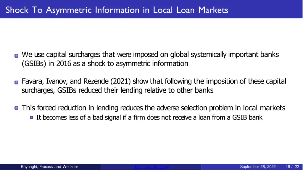 shock to asymmetric information in local loan