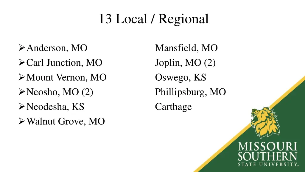 13 local regional