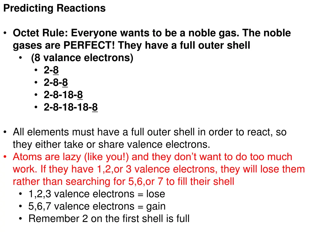 predicting reactions