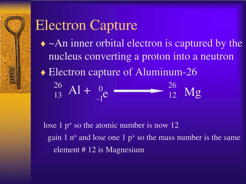 electron capture an inner orbital electron