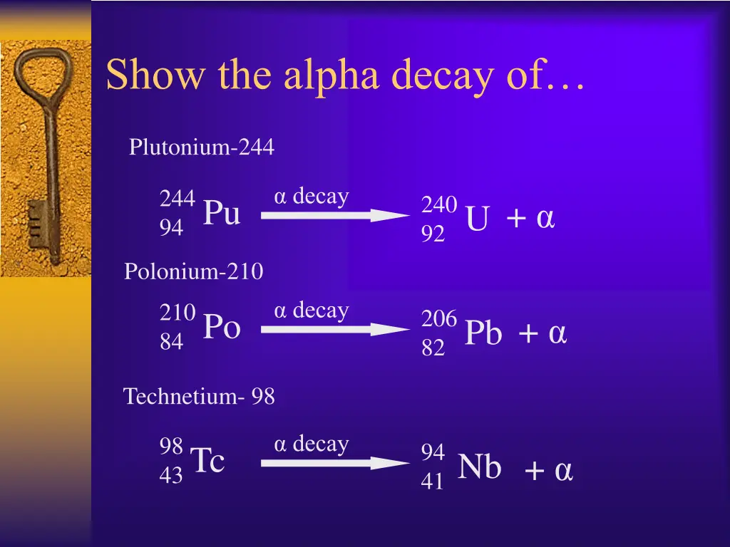 show the alpha decay of 1