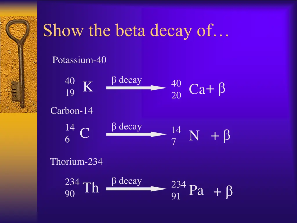 show the beta decay of 1