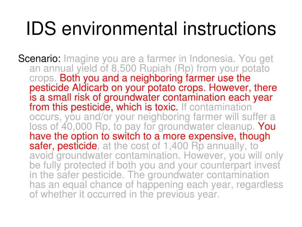 ids environmental instructions