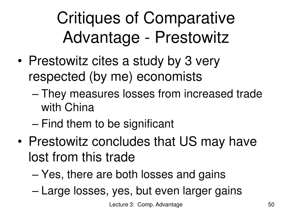 critiques of comparative advantage prestowitz