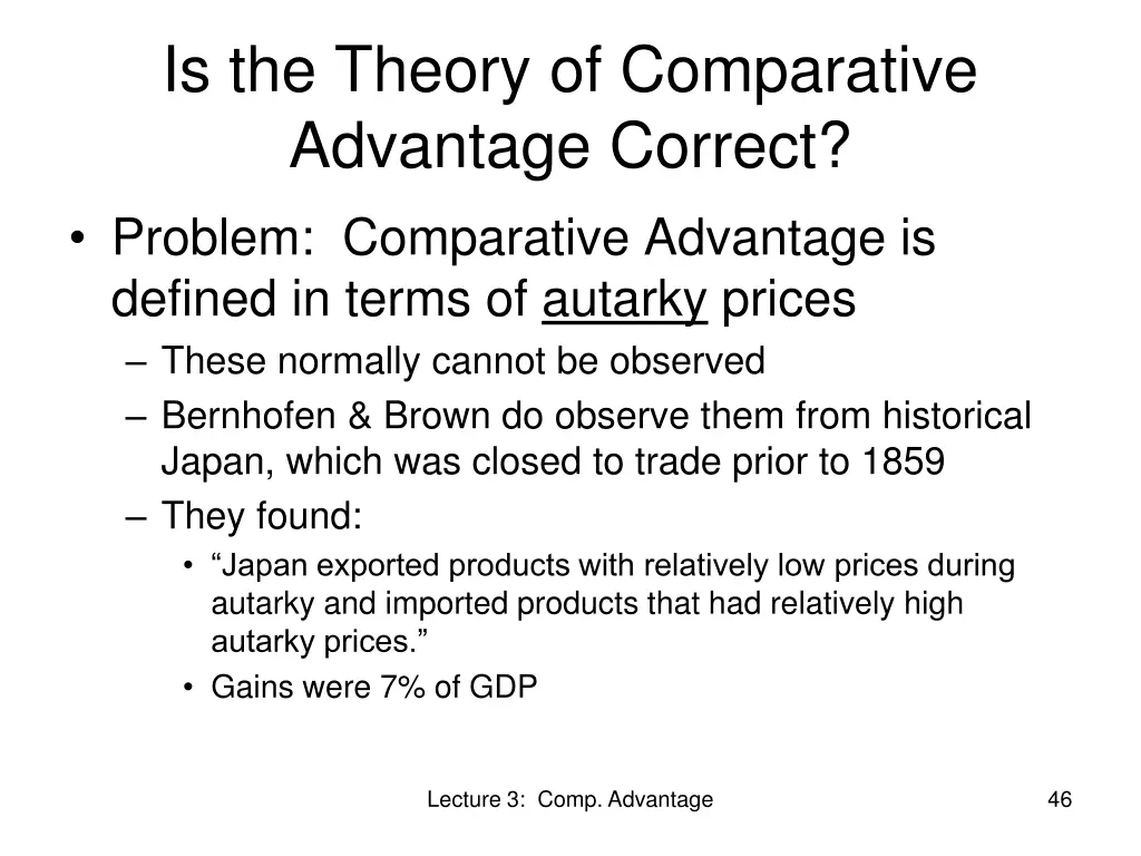 is the theory of comparative advantage correct 1