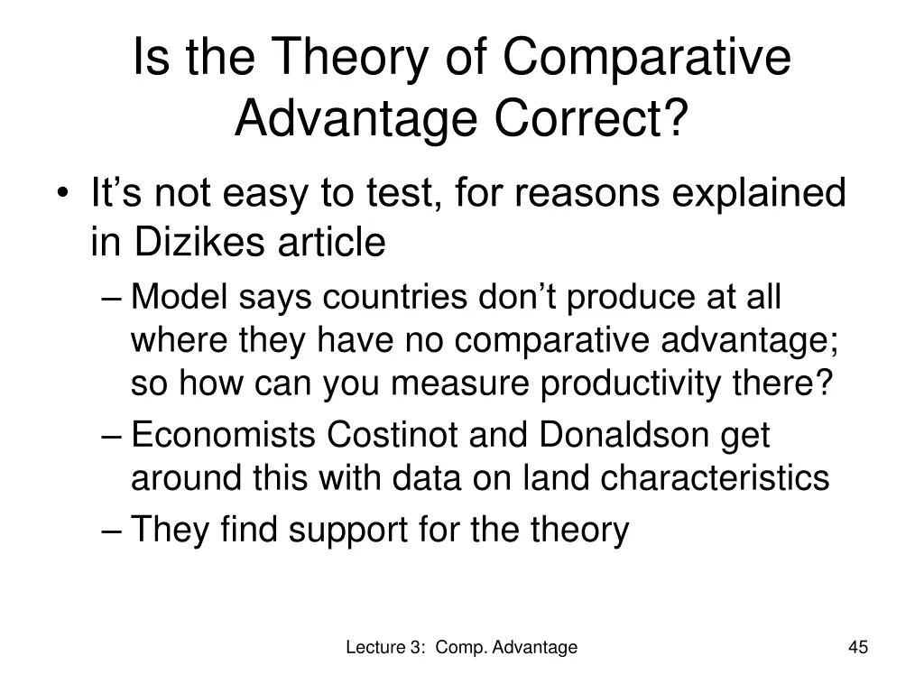 is the theory of comparative advantage correct