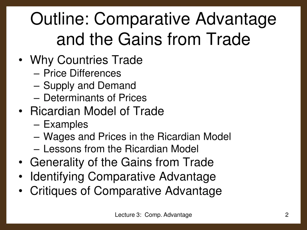 outline comparative advantage and the gains from