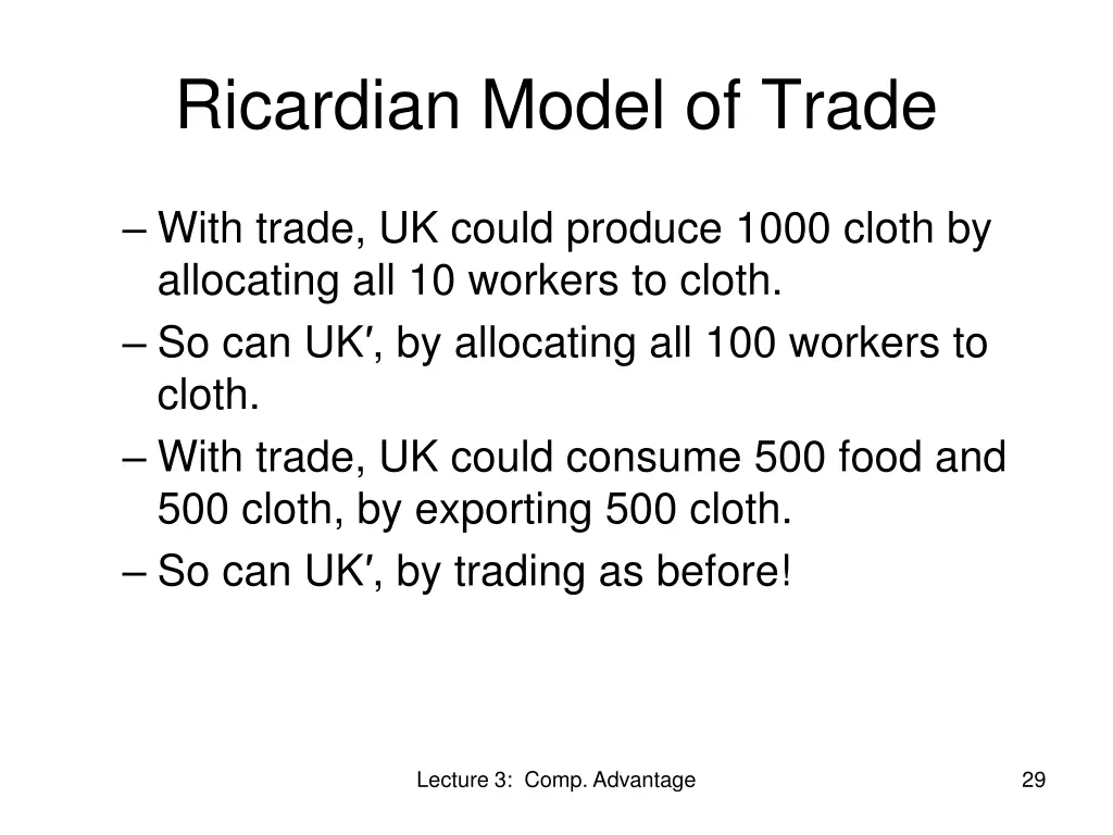 ricardian model of trade 10