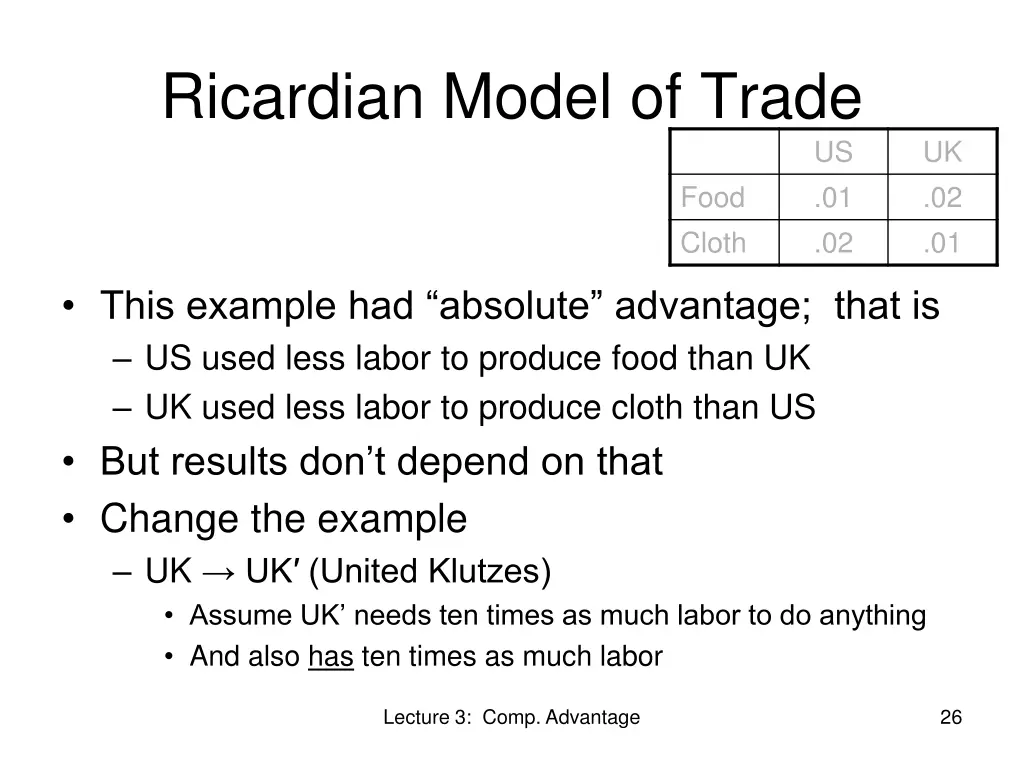 ricardian model of trade 7