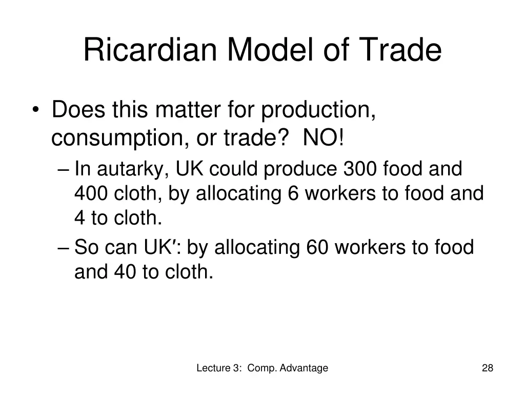 ricardian model of trade 9