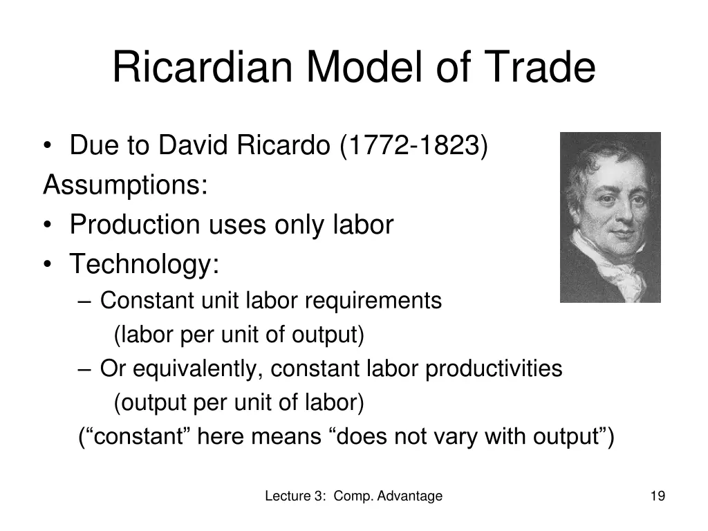 ricardian model of trade