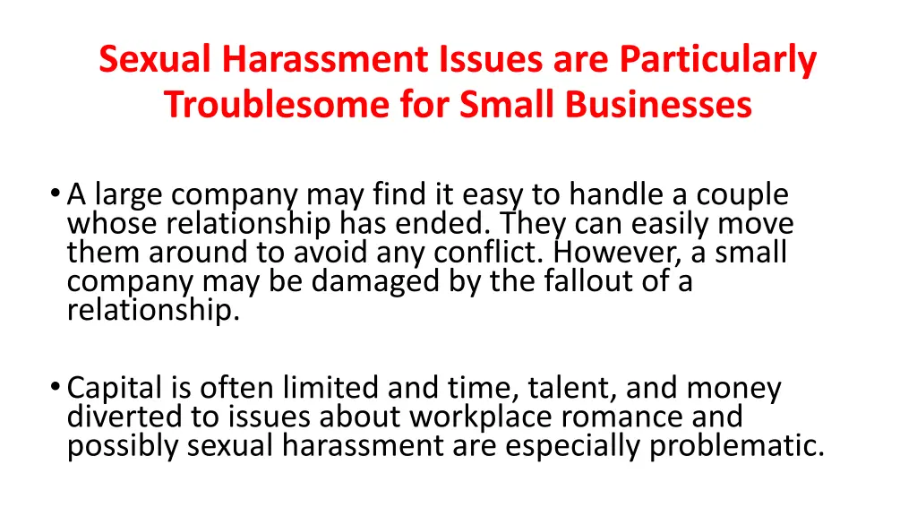 sexual harassment issues are particularly