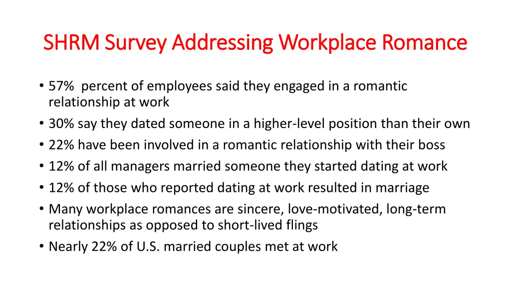 shrm survey addressing workplace romance shrm