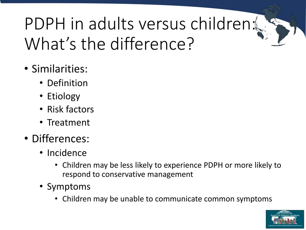 pdph in adults versus children what