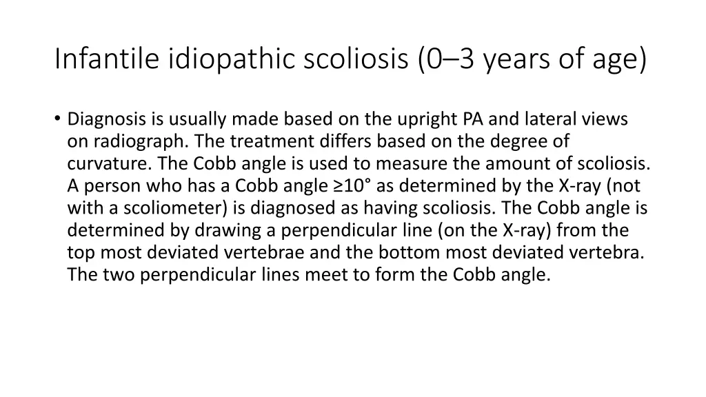 infantile idiopathic scoliosis 0 3 years of age 1