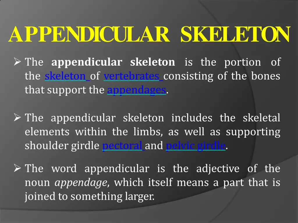 appendicular skeleton