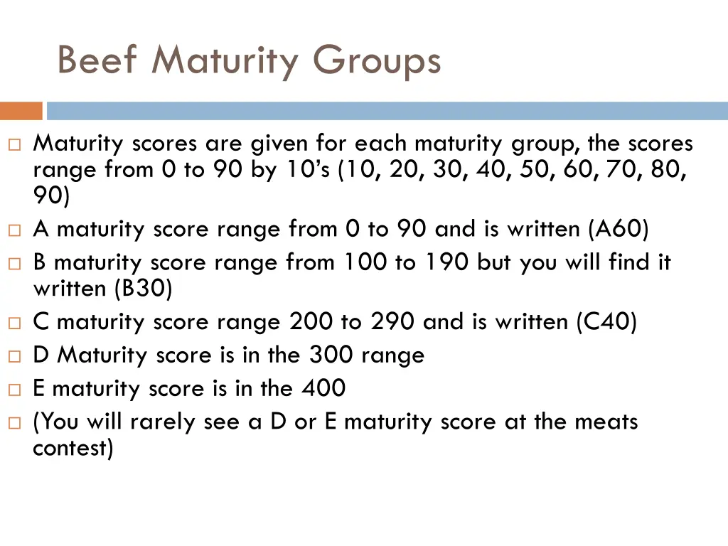 beef maturity groups 1