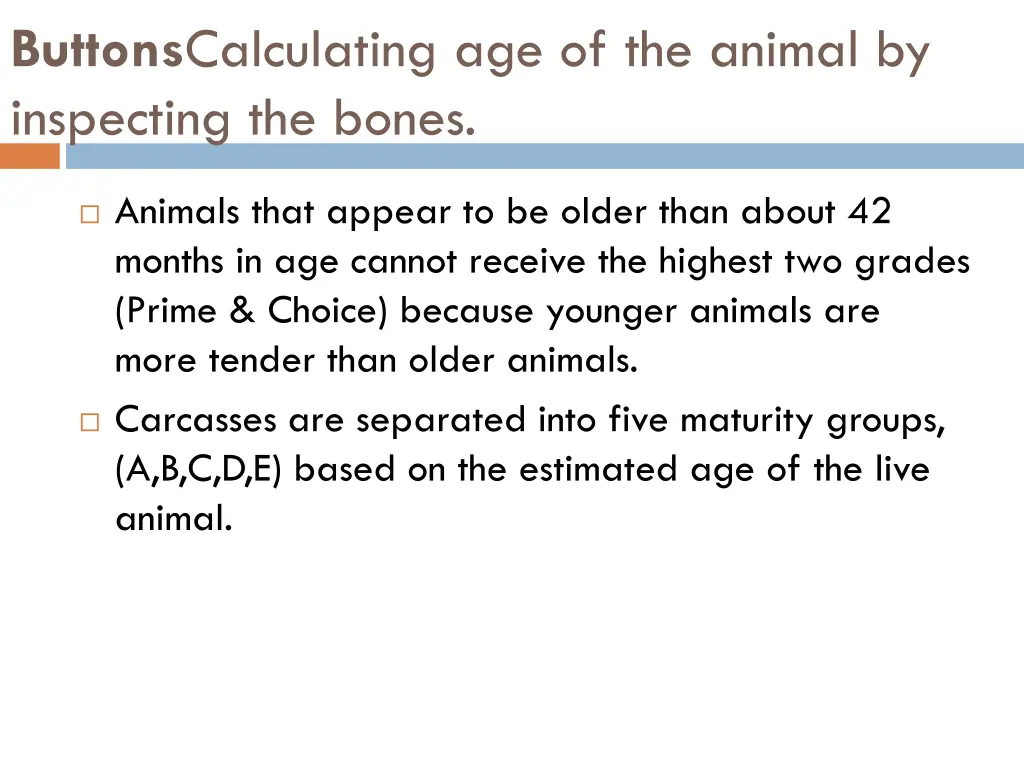 buttons calculating age of the animal