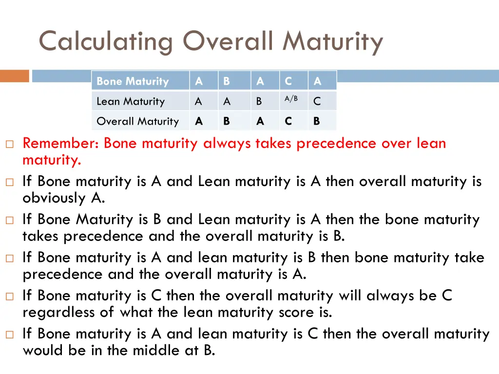 calculating overall maturity 1