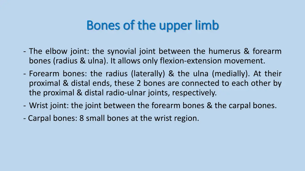 bones of the upper limb bones of the upper limb 1