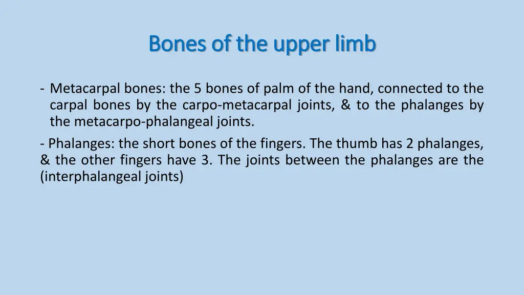 bones of the upper limb bones of the upper limb 2