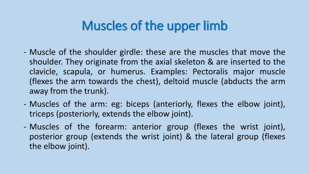 muscles of the upper limb muscles of the upper