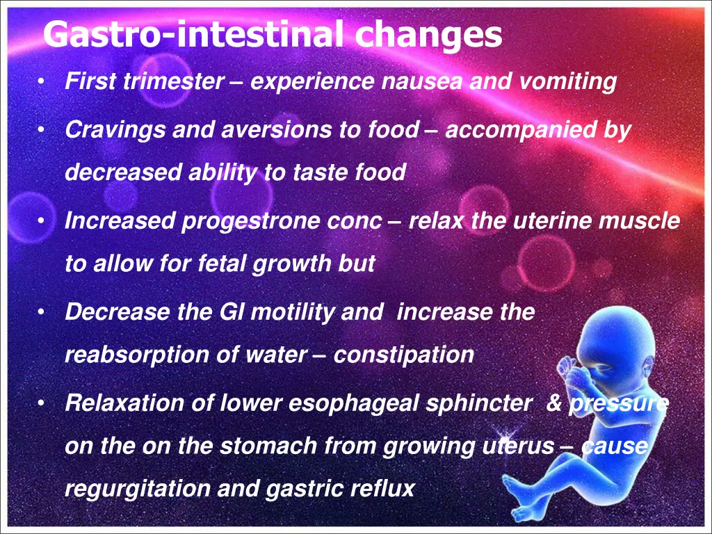 gastro intestinal changes