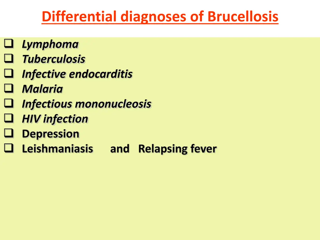 differential diagnoses of brucellosis