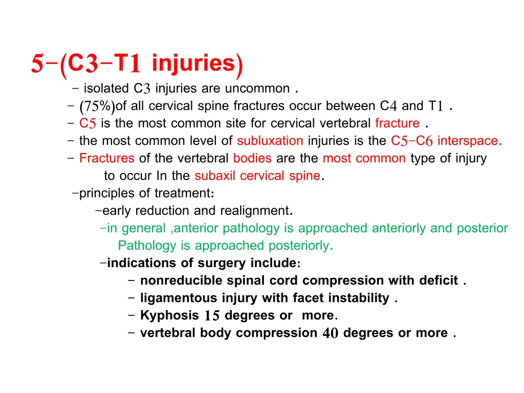 5 c3 t1 injuries isolated c3 injuries