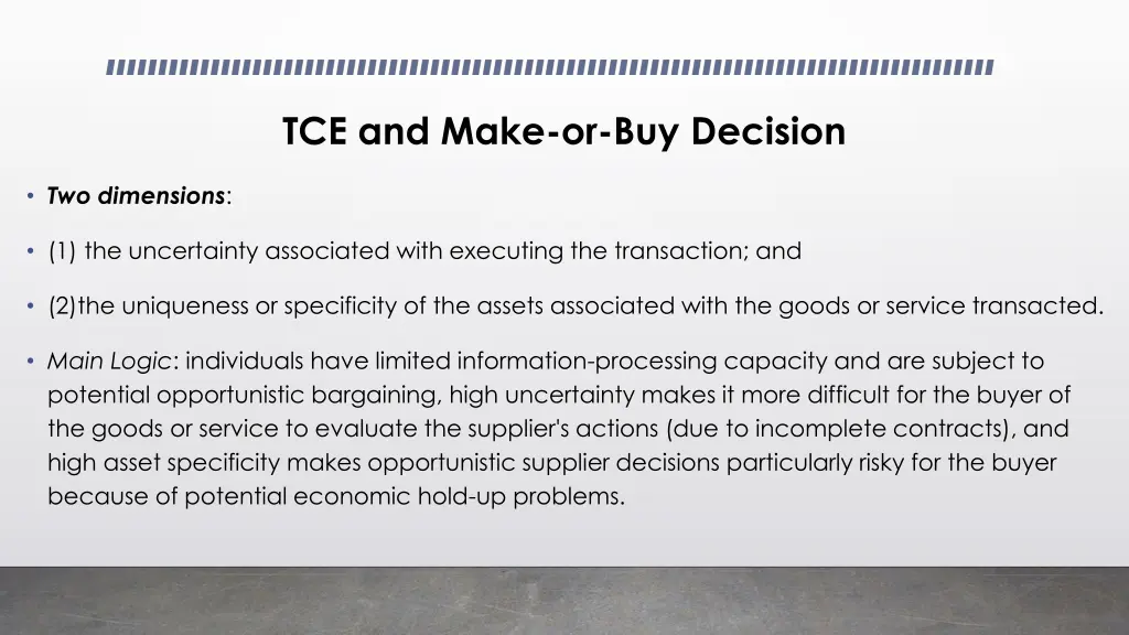 tce and make or buy decision