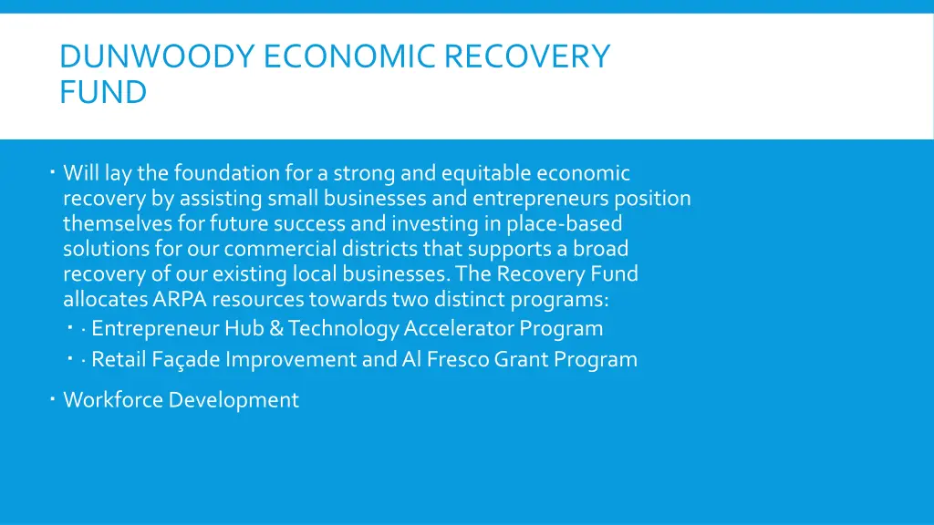 dunwoody economic recovery fund