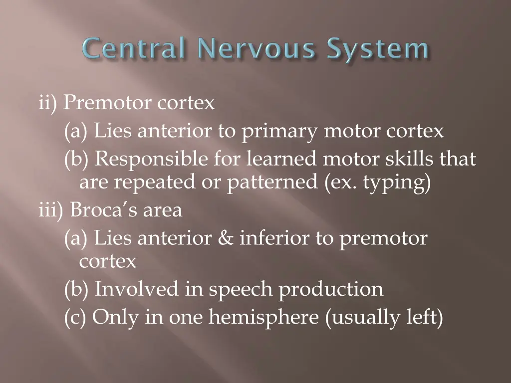 ii premotor cortex a lies anterior to primary