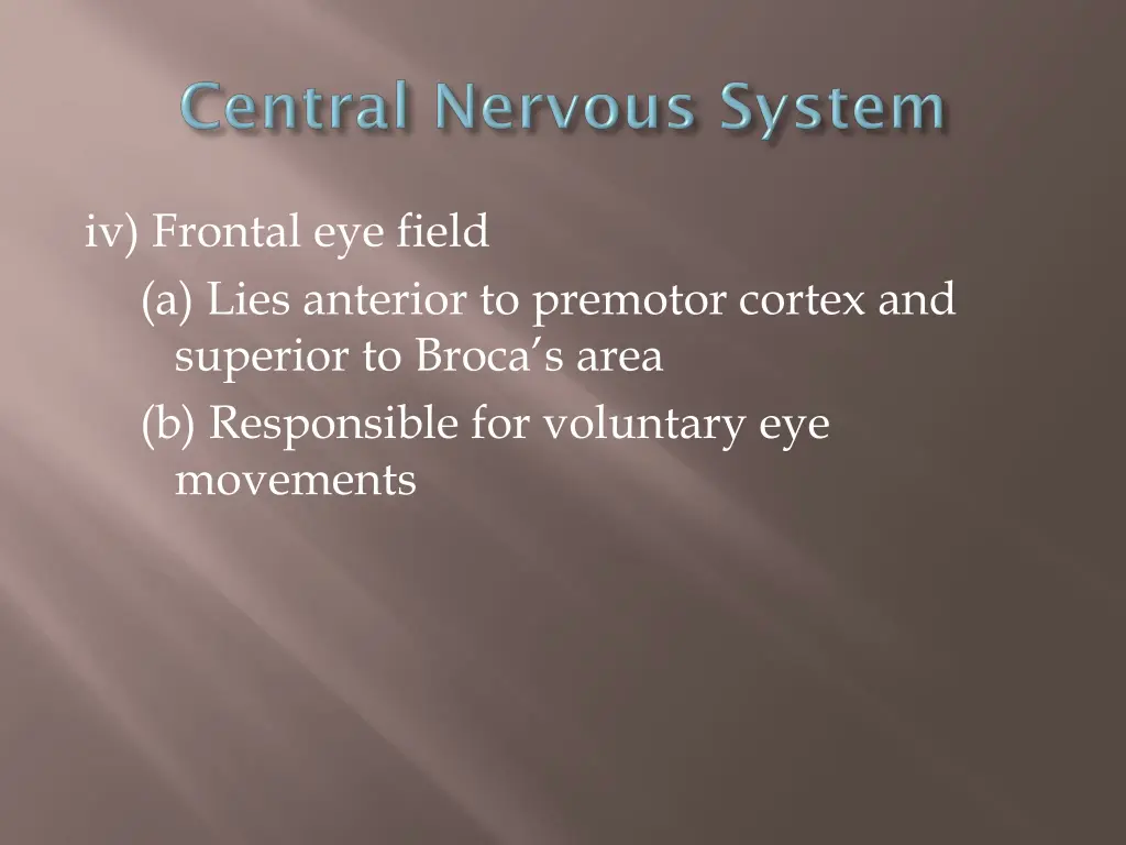 iv frontal eye field a lies anterior to premotor