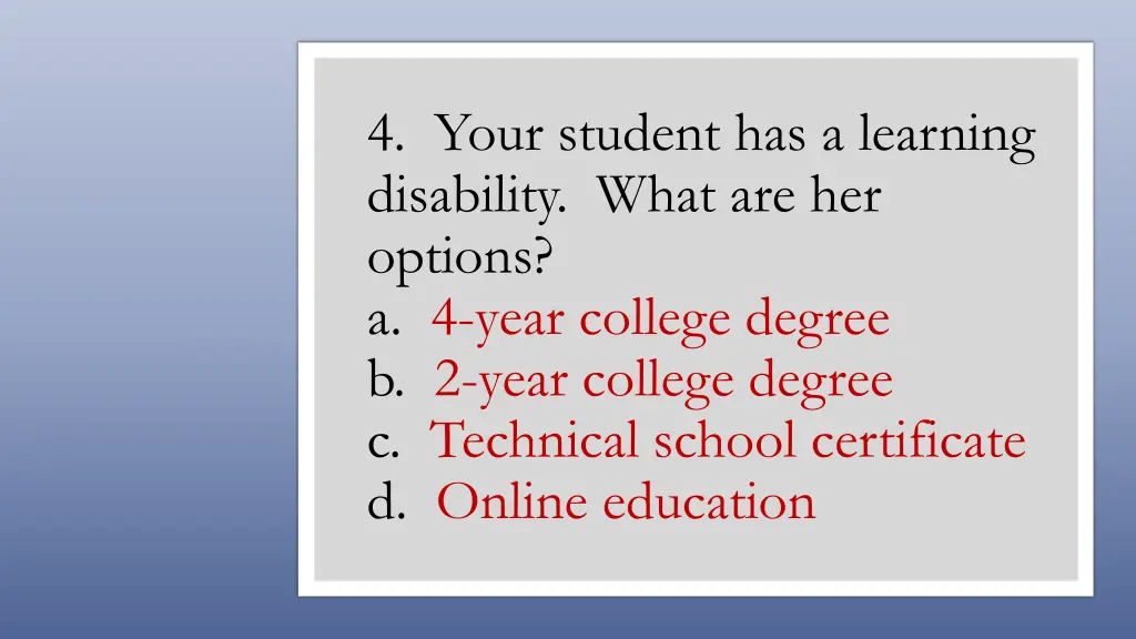 4 your student has a learning disability what 1