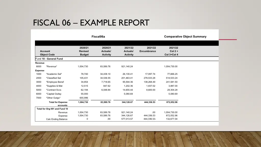 fiscal 06 example report