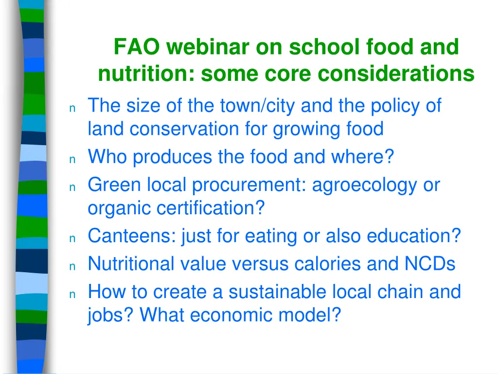 fao webinar on school food and nutrition some