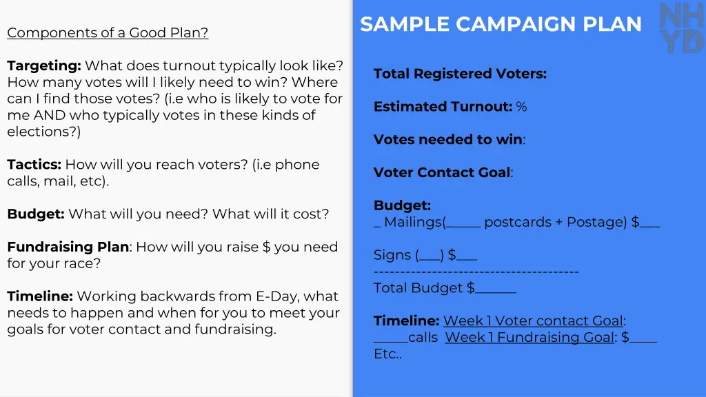 sample campaign plan