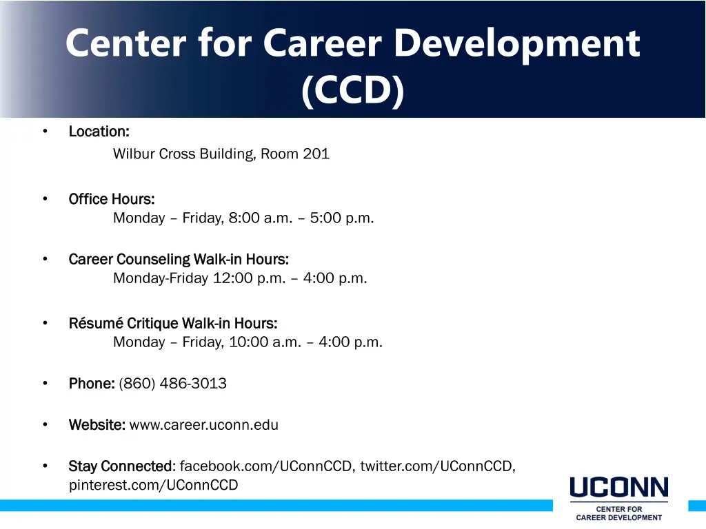 center for career development ccd