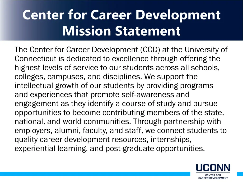 center for career development mission statement