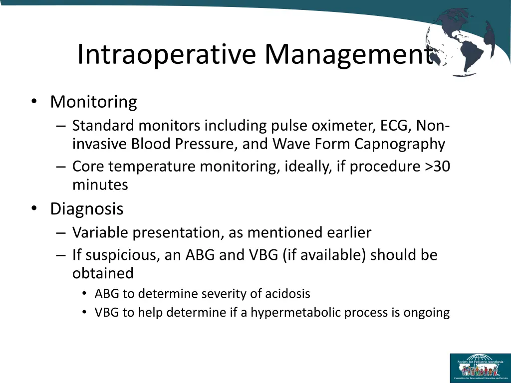 intraoperative management