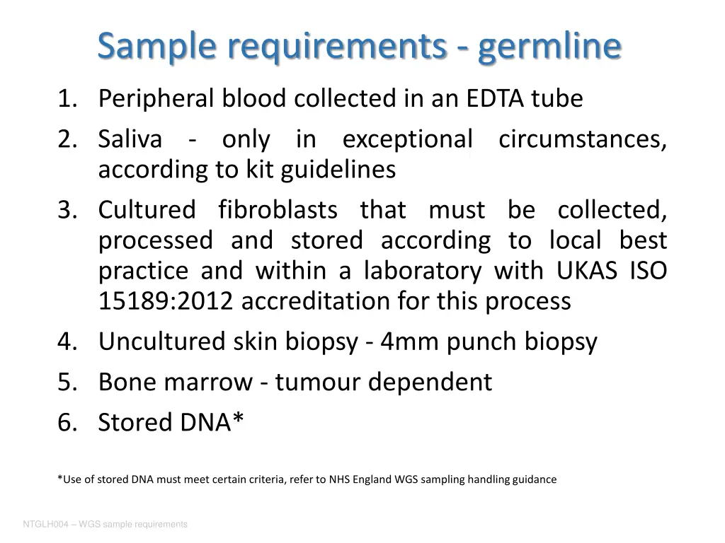 sample requirements germline 1