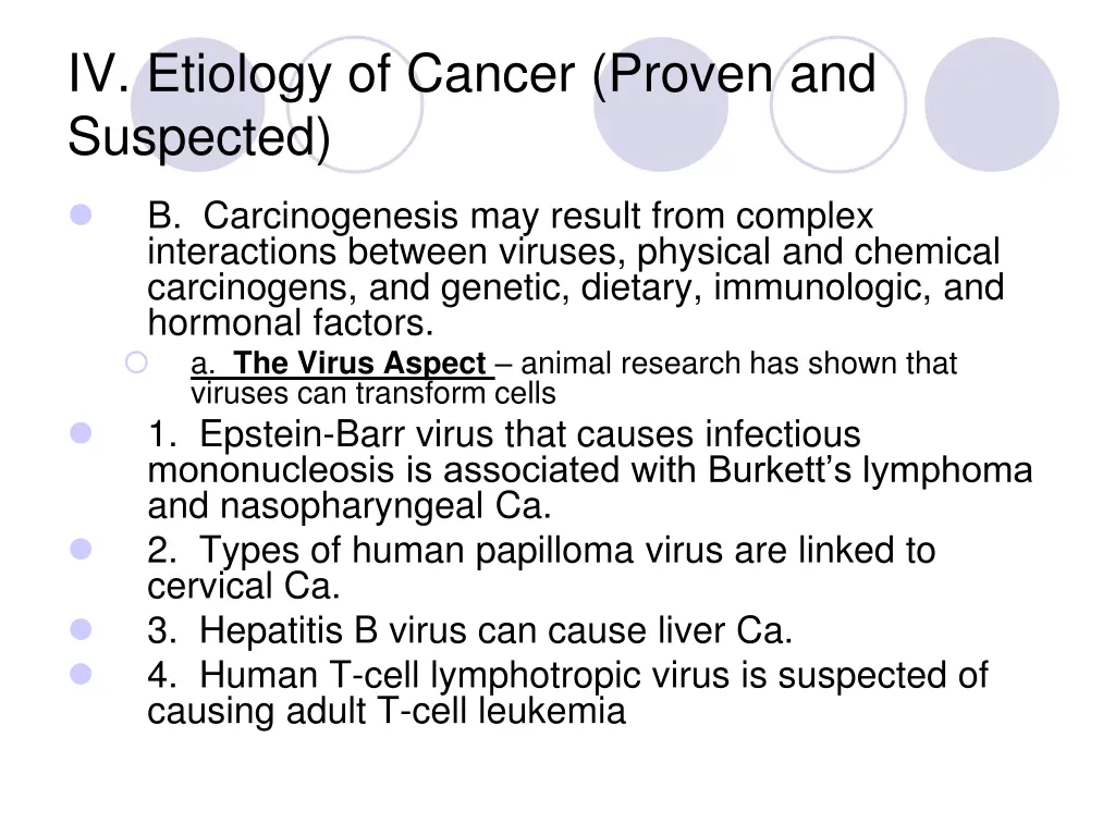 iv etiology of cancer proven and suspected 1