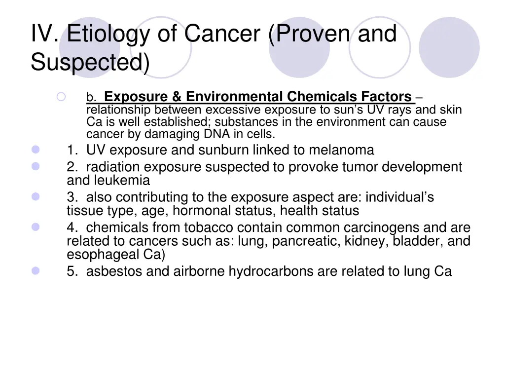 iv etiology of cancer proven and suspected 2