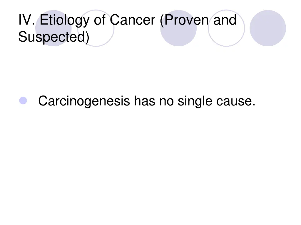 iv etiology of cancer proven and suspected