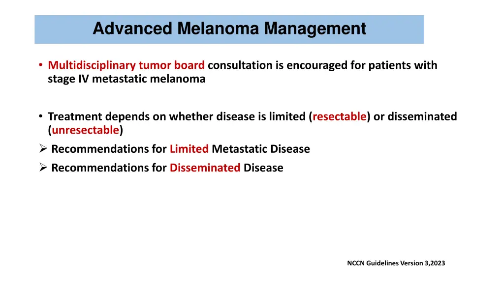 advanced melanoma management